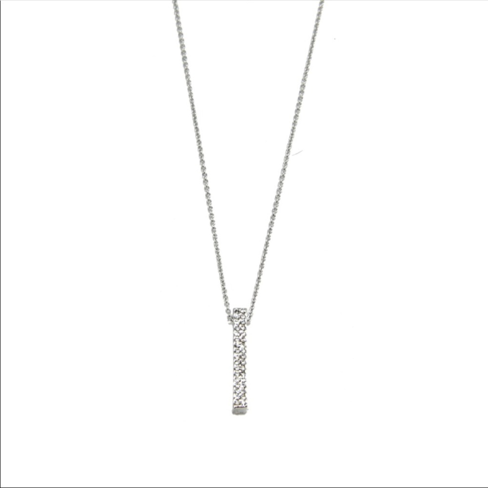 Crystal Silver Bar Necklace! NWT